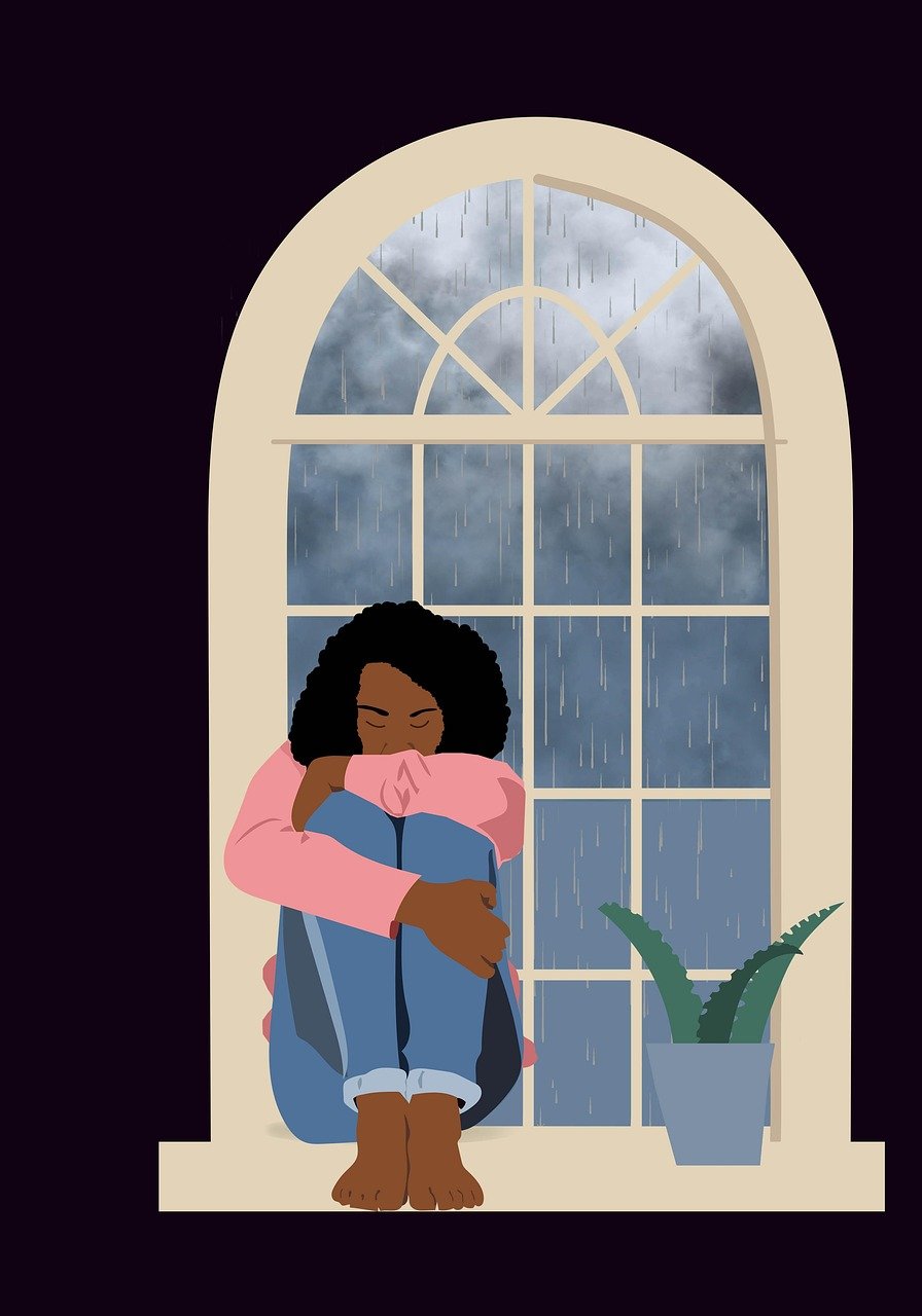 woman, raining, mental health, depression, lonely, loneliness, grief, mourning, fear, constraint, drawing, nature, rain-8479822.jpg